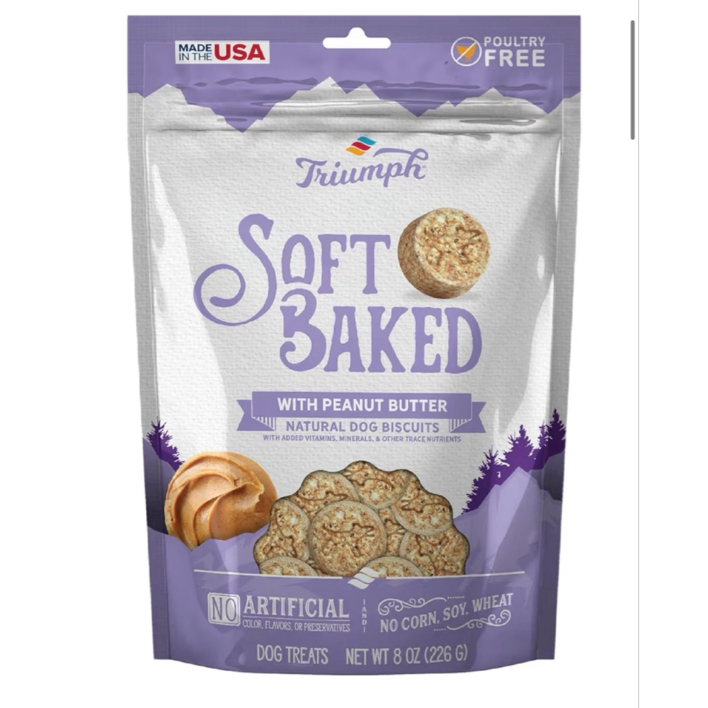 Triumph Dog Treats Soft Baked Peanut Butter Biscuits One Size Purple White